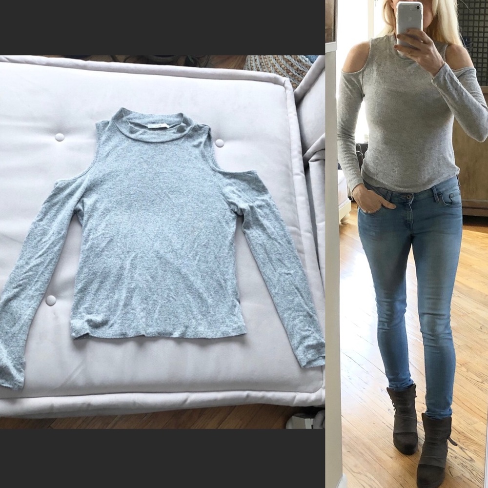 Acemi Cold Shoulder Heather Gray Sweater